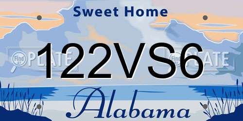 122VS6 Alabama License Plate