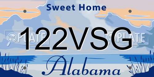 122VSG Alabama License Plate