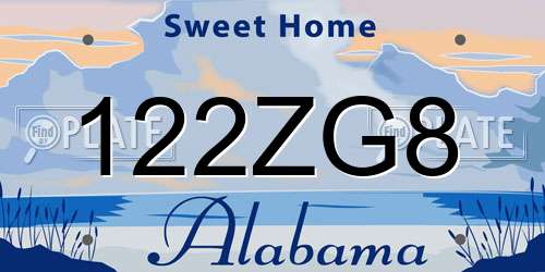 122ZG8 Alabama License Plate