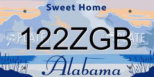 122ZGB Alabama License Plate
