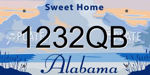 1232QB Alabama License Plate