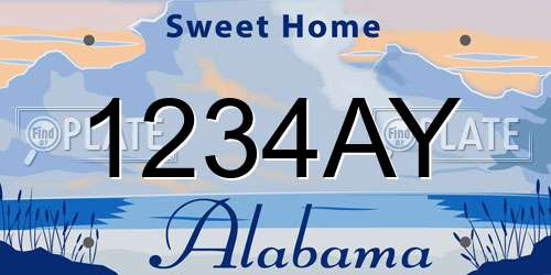 1234AY Alabama License Plate