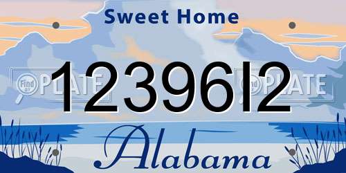 12396I2 Alabama License Plate