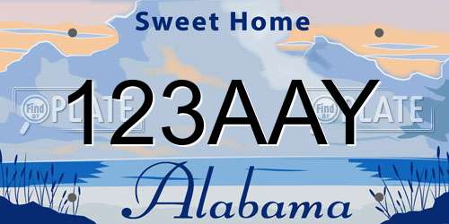123AAY Alabama License Plate