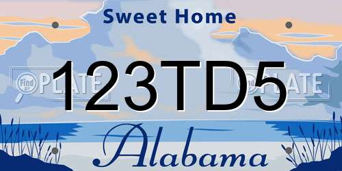 123TD5 Alabama License Plate
