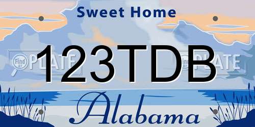123TDB Alabama License Plate