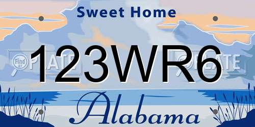 123WR6 Alabama License Plate