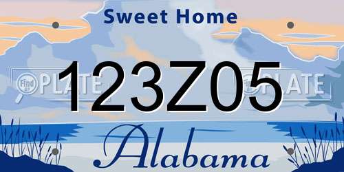 123Z05 Alabama License Plate