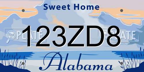 123ZD8 Alabama License Plate