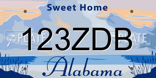 123ZDB Alabama License Plate