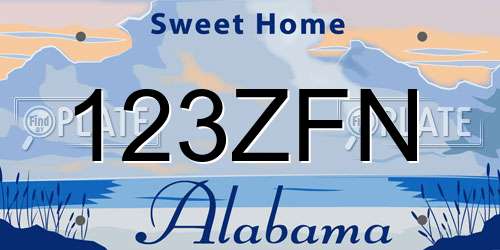 123ZFN Alabama License Plate