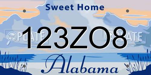 123ZO8 Alabama License Plate