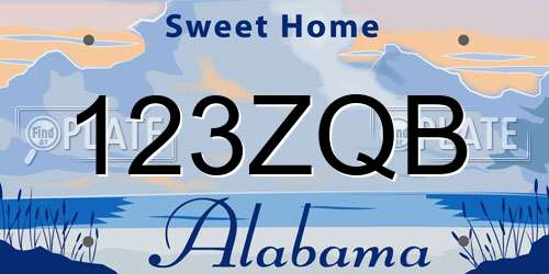 123ZQB Alabama License Plate