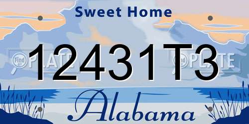 12431T3 Alabama License Plate