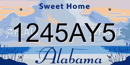 1245AY5 Alabama License Plate