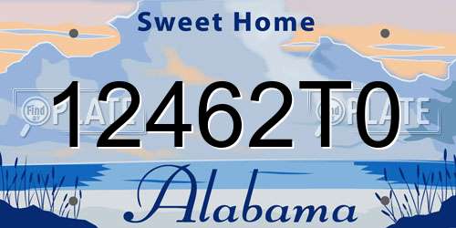 12462T0 Alabama License Plate