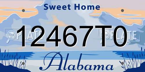 12467T0 Alabama License Plate