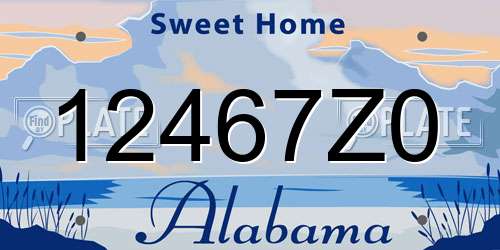 12467Z0 Alabama License Plate