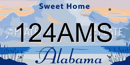 124AMS Alabama License Plate
