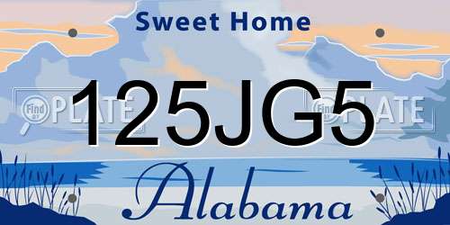 125JG5 Alabama License Plate
