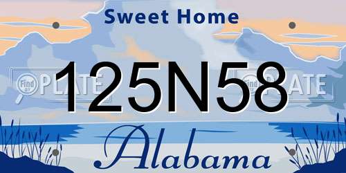 125N58 Alabama License Plate