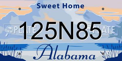 125N85 Alabama License Plate