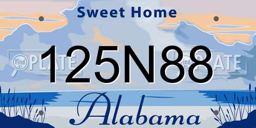 125N88 Alabama License Plate