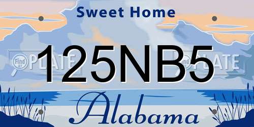 125NB5 Alabama License Plate