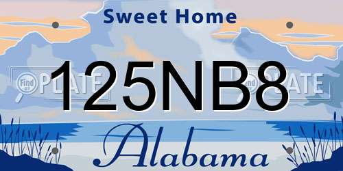 125NB8 Alabama License Plate