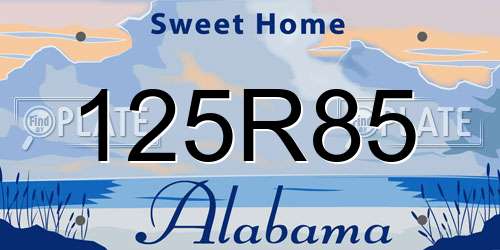 125R85 Alabama License Plate