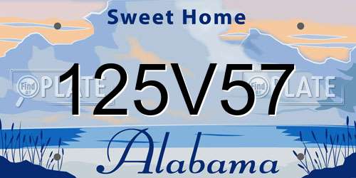 125V57 Alabama License Plate