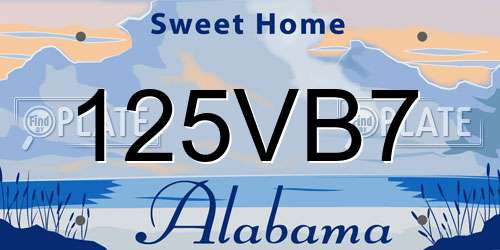 125VB7 Alabama License Plate