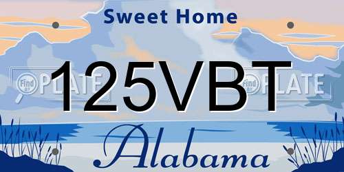 125VBT Alabama License Plate