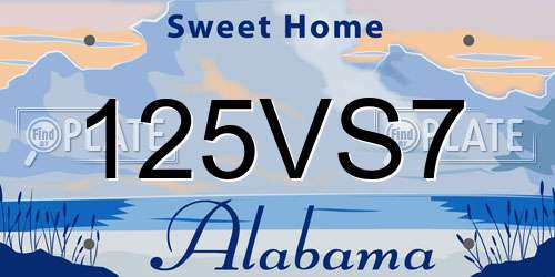 125VS7 Alabama License Plate