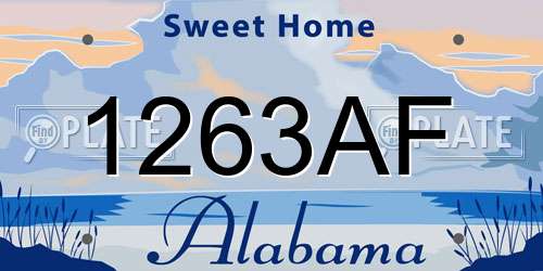 1263AF Alabama License Plate