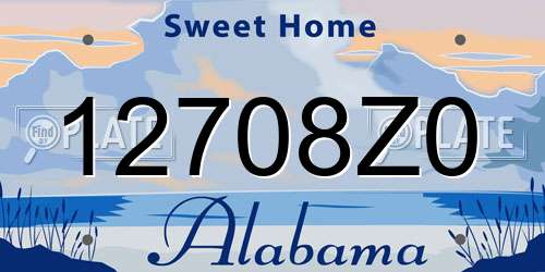 12708Z0 Alabama License Plate