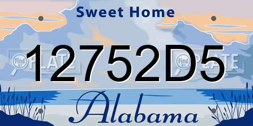 12752D5 Alabama License Plate