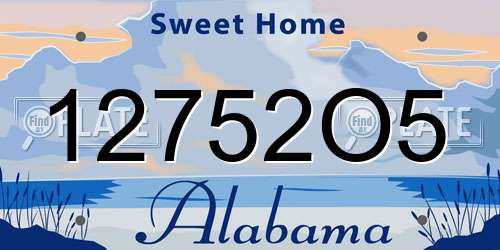 12752O5 Alabama License Plate