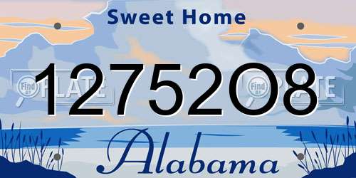 12752O8 Alabama License Plate