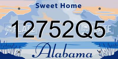 12752Q5 Alabama License Plate