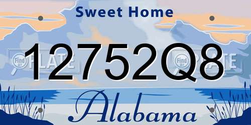 12752Q8 Alabama License Plate