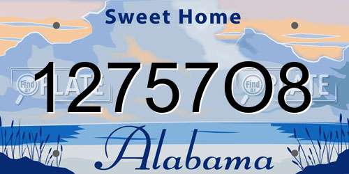 12757O8 Alabama License Plate