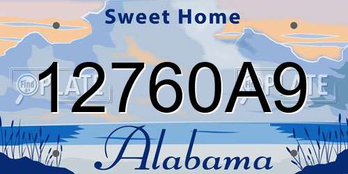 12760A9 Alabama License Plate