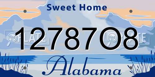 12787O8 Alabama License Plate