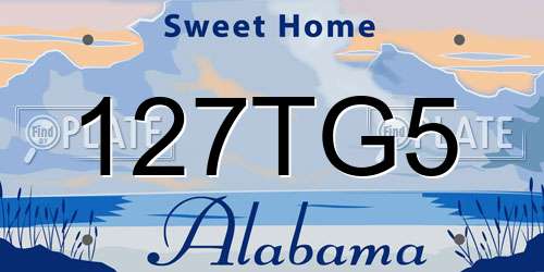 127TG5 Alabama License Plate