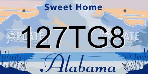 127TG8 Alabama License Plate