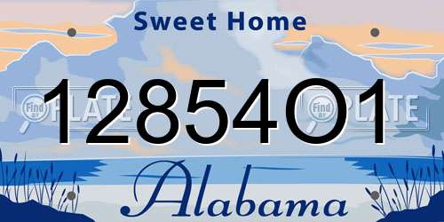 12854O1 Alabama License Plate