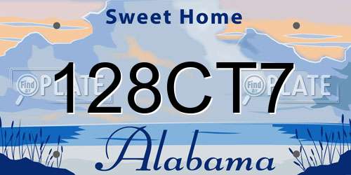 128CT7 Alabama License Plate