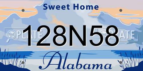 128N58 Alabama License Plate