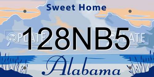 128NB5 Alabama License Plate